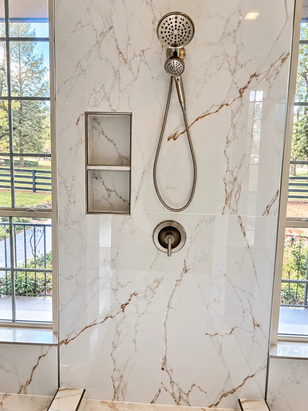 White Marble-Look Shower