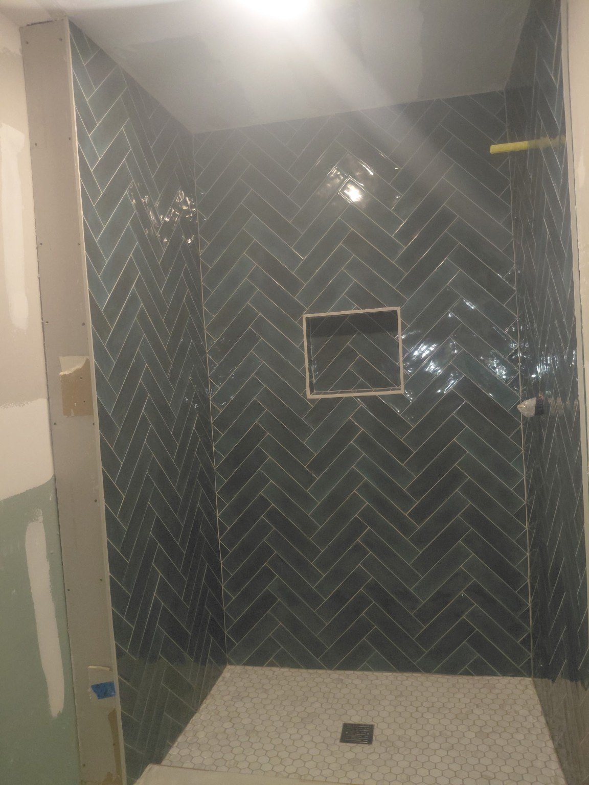 Herringbone tile shower project