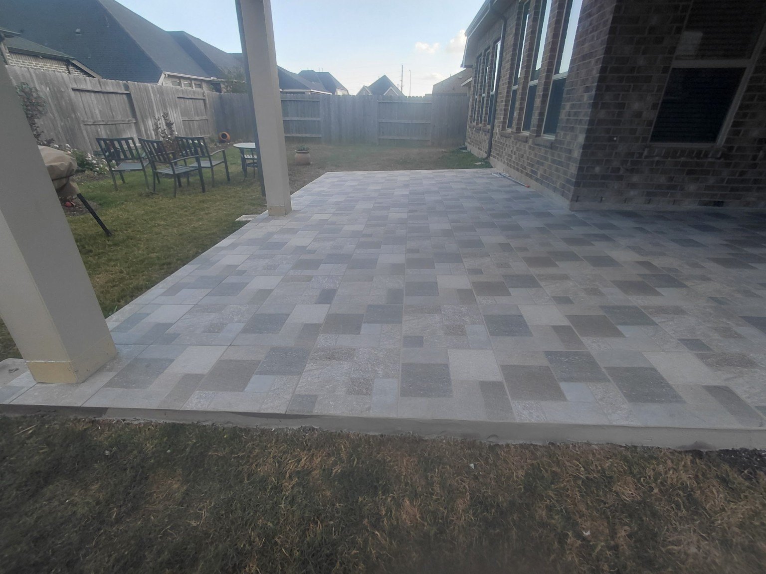 Outdoor patio tile installation