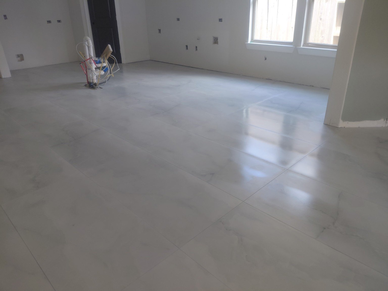 Flooring installation in open living area